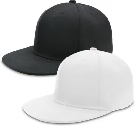 2 Pack Flat Brim Hats for Men, Snapback Hat for Women, 99% Cotton Adjustable Baseball Cap