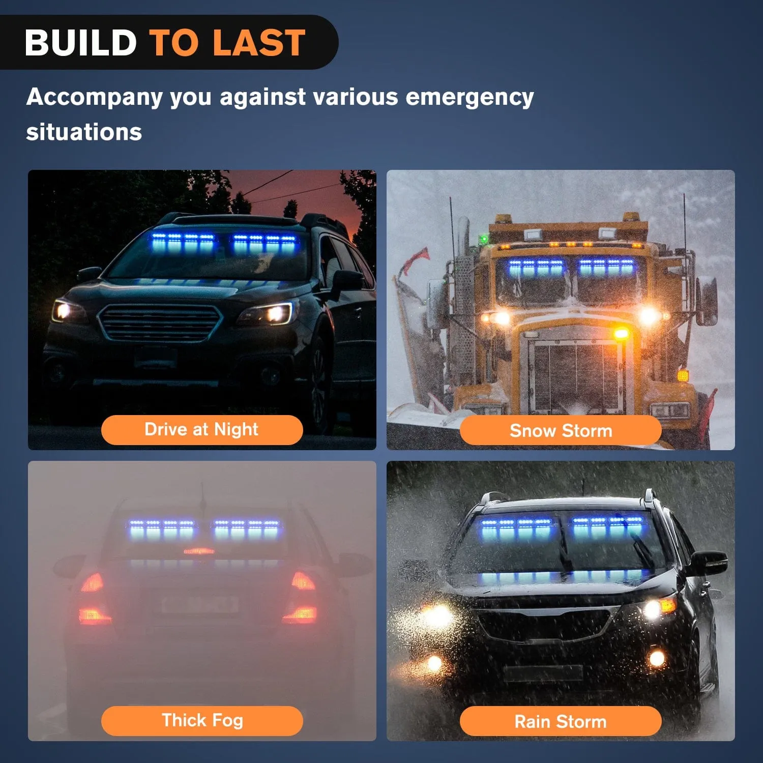 32LED Blue Emergency Dash Strobe Lights with Controller Suction Cups