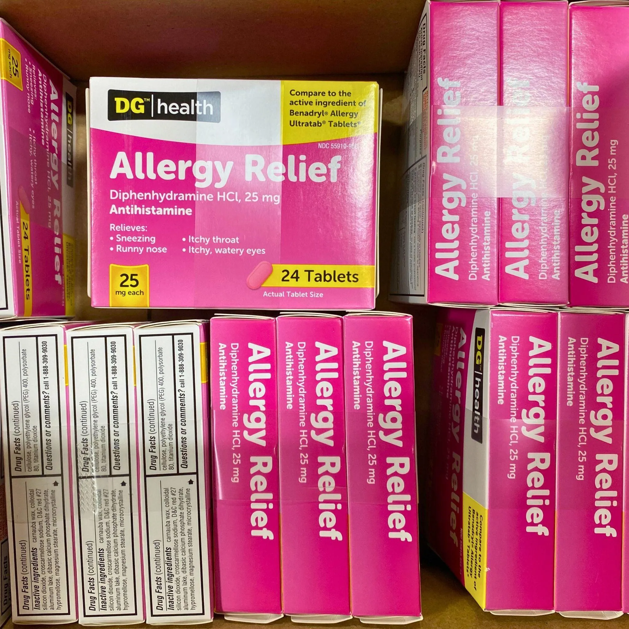 Allergy Relief Diphenhydramine HCL, 25mg Antihistamine (120 Pcs Lot)
