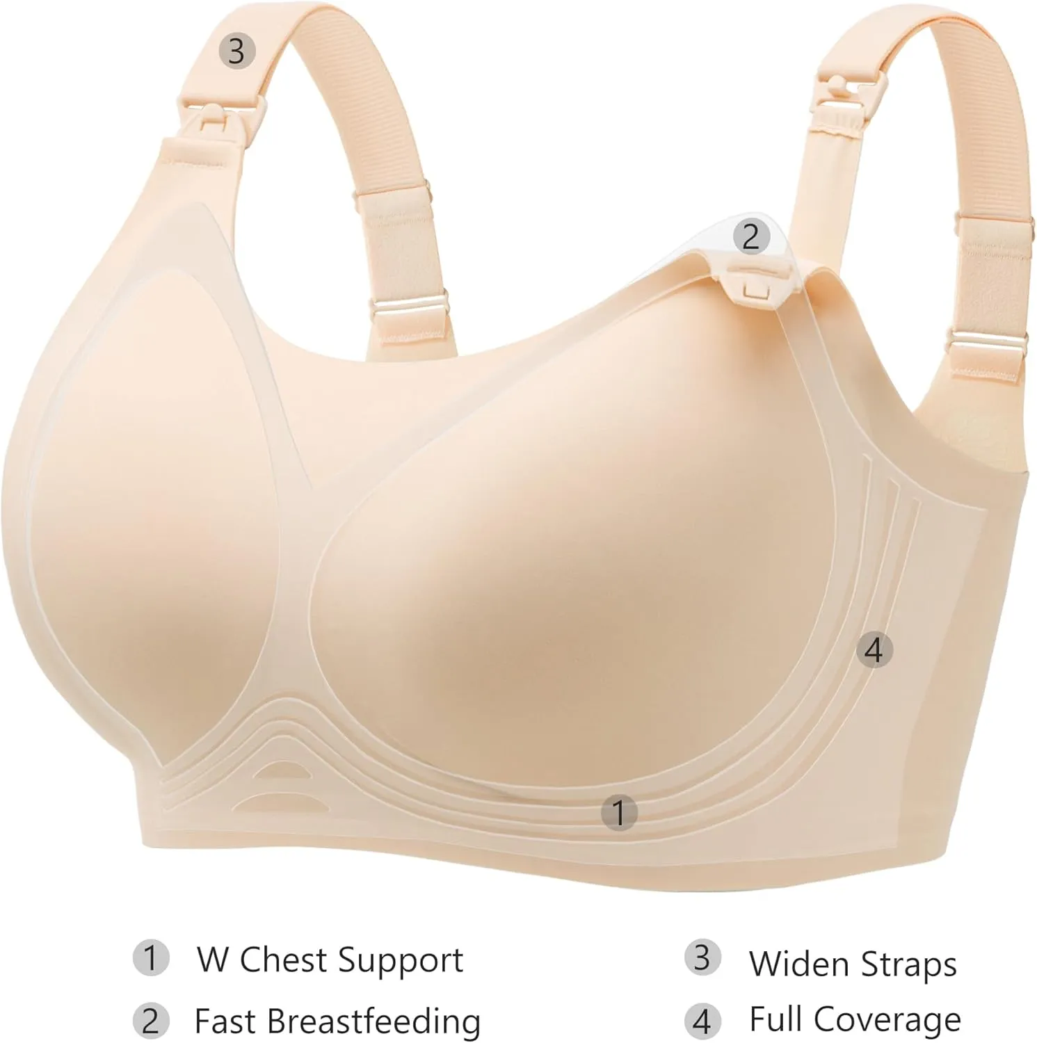 Angelhood Seamless Nursing Bra for Women Wire Free Full Coverage Nursing Bra T-Shirt Bra with Extra Extender