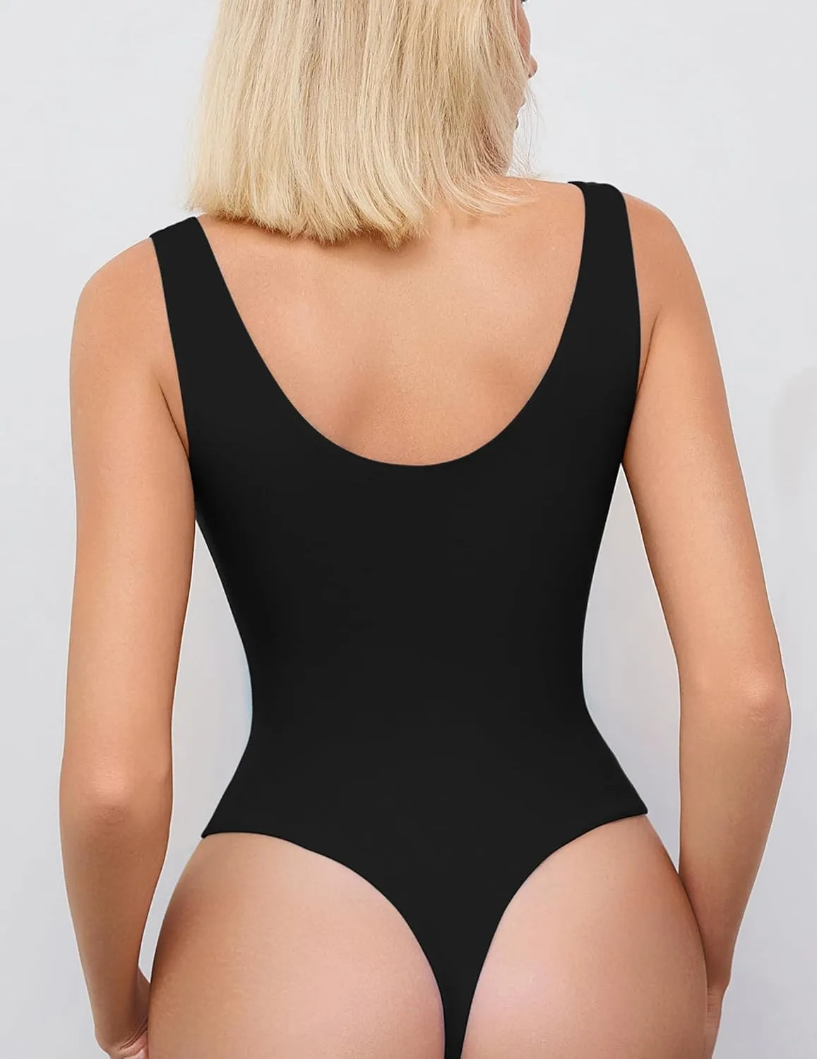 Avidlove Women's Sexy Plunge Deep V Neck Bodysuit Double Lined Sleeveless Thong Body Suit Leotard for Going Out Tank