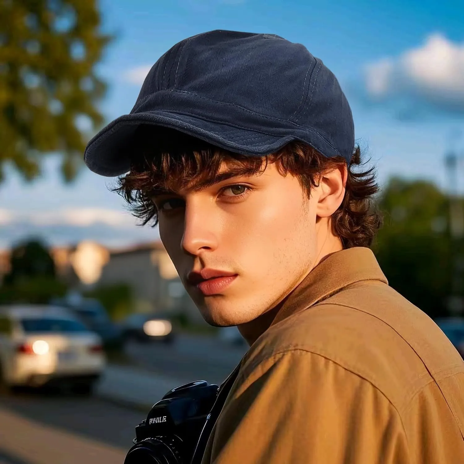 Clakllie Short Brim Baseball Cap Low Profile Dad Golf Hat Short Bill Trucker Hats Hip Hop Polo Snapback Hat for Men Women