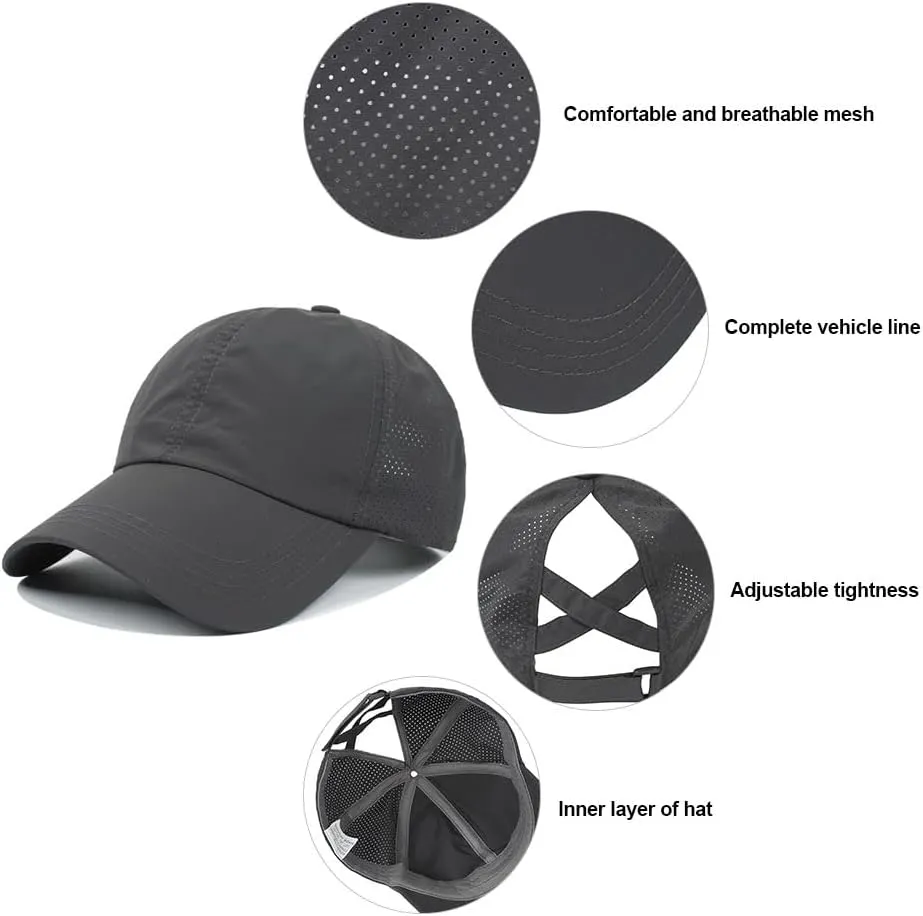 Customizable Quick Dry Trucker Hats for Women: Personalized Ponytail Cap with Text and Logo Embroidery