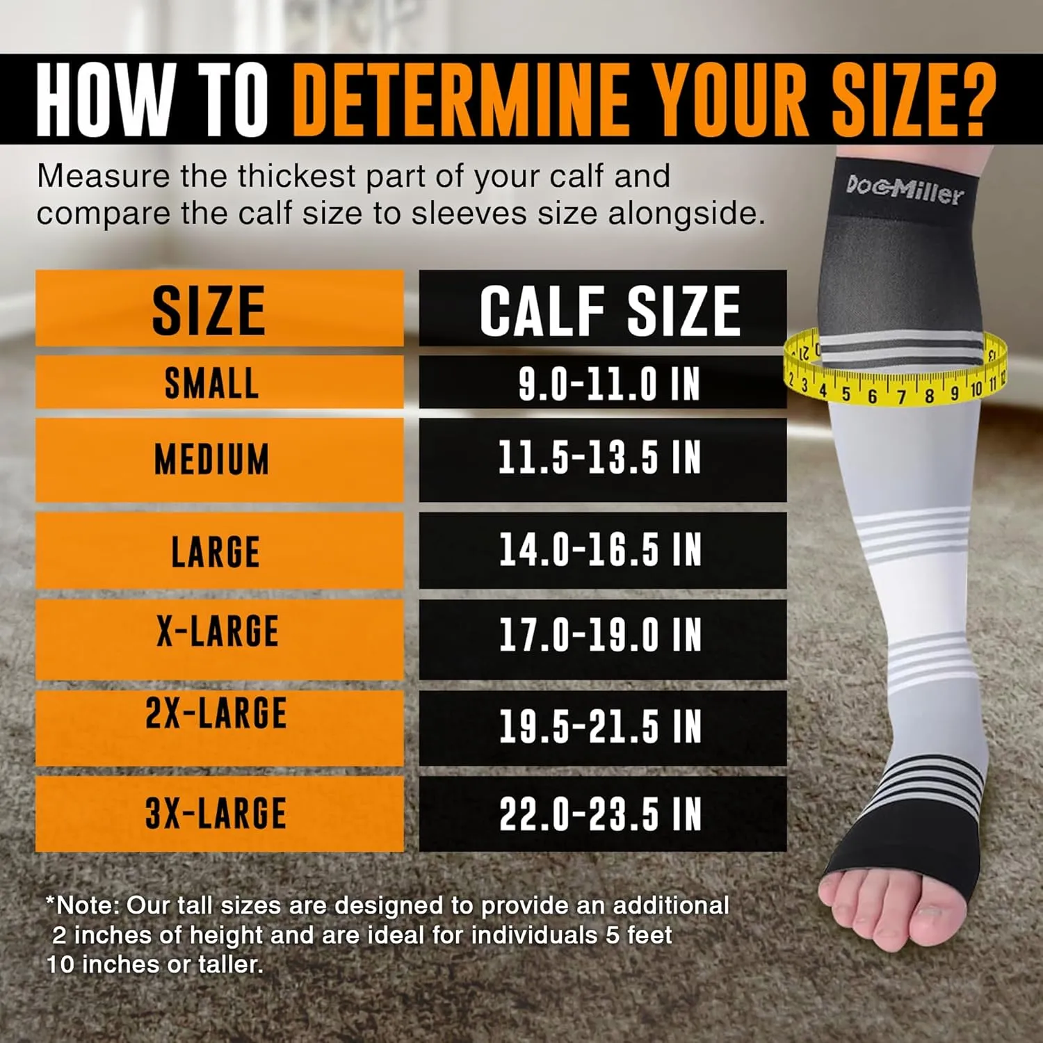 Doc Miller Toeless Compression Socks Women and Men  Open Toe Calf Support, 20-30mmHg Knee-High Sleeves, Lightweight, 1 Pair