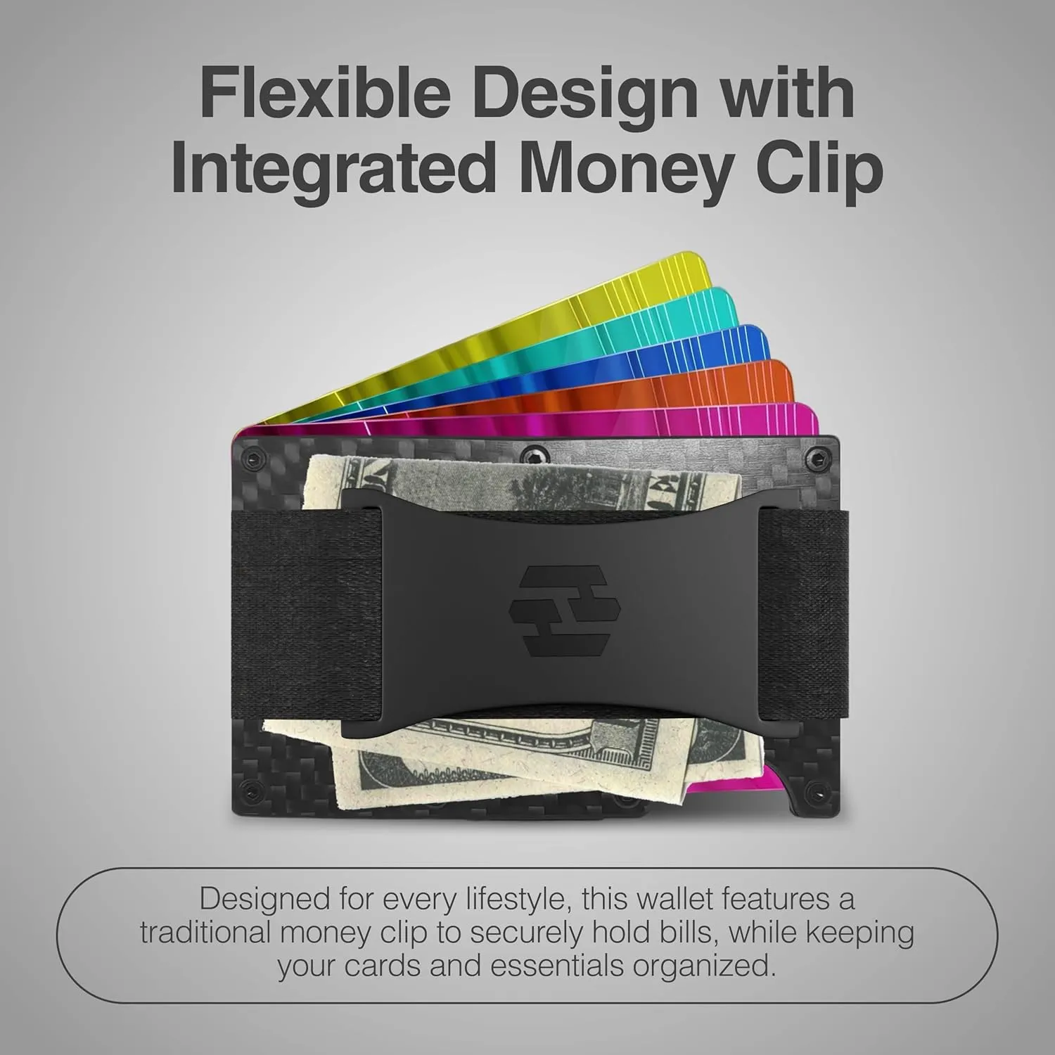 Hayvenhurst Wallet For Men - Reinvented Design Men's Wallet - Slim, Minimalistic & Seamless, Blocks RFID Scanners with a Cash Strap (Carbon Fiber)
