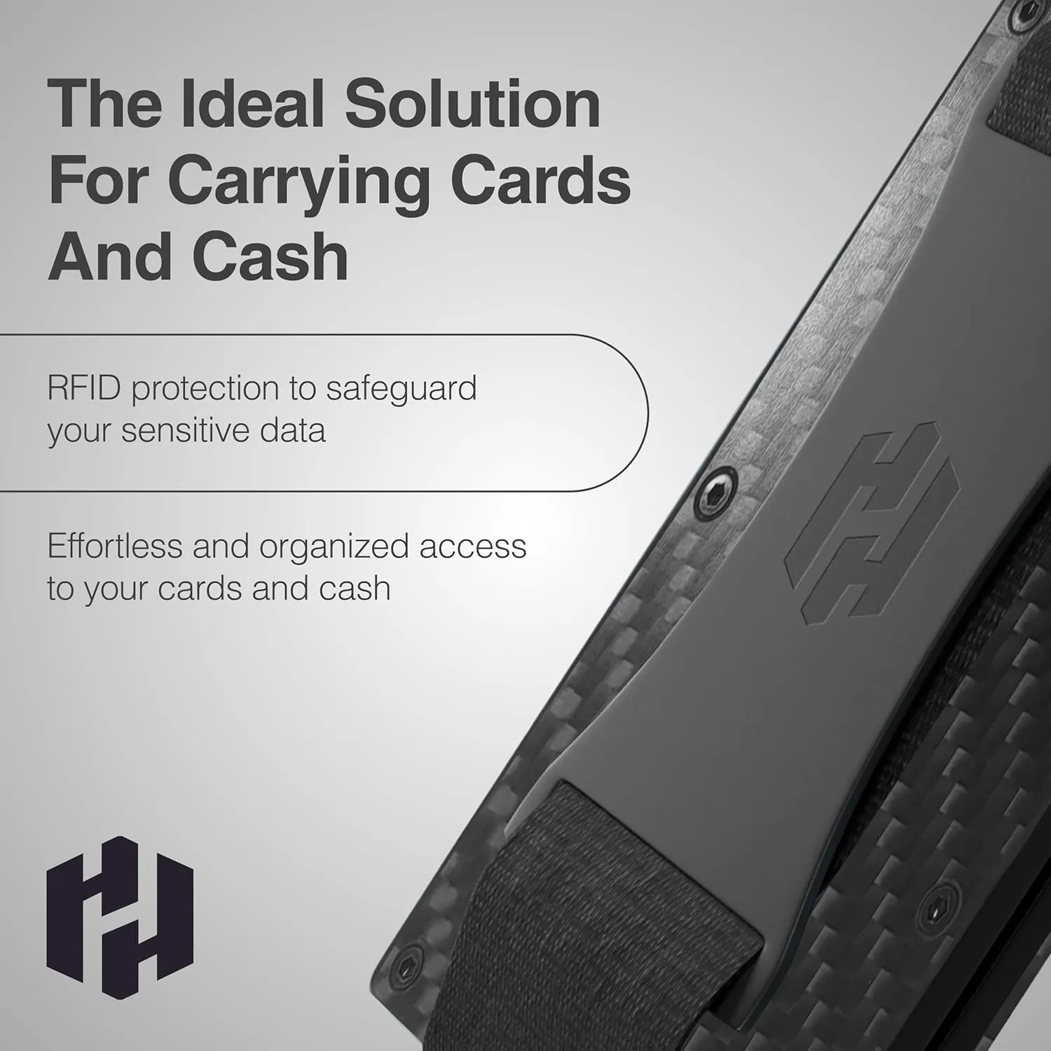 Hayvenhurst Wallet For Men - Reinvented Design Men's Wallet - Slim, Minimalistic & Seamless, Blocks RFID Scanners with a Cash Strap (Carbon Fiber)