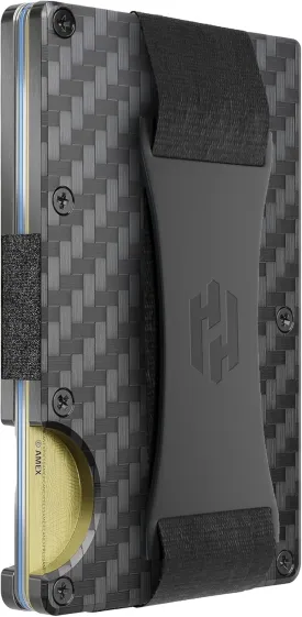 Hayvenhurst Wallet For Men - Reinvented Design Men's Wallet - Slim, Minimalistic & Seamless, Blocks RFID Scanners with a Cash Strap (Carbon Fiber)