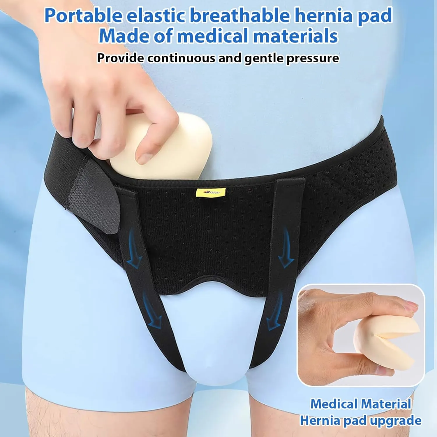 Hernia Belt for Men Hernia Support Truss for Single/Double Inguinal or Sports Hernia, Adjustable Waist Strap with 2 Removable Compression Pads Breathable Material (X-Large)