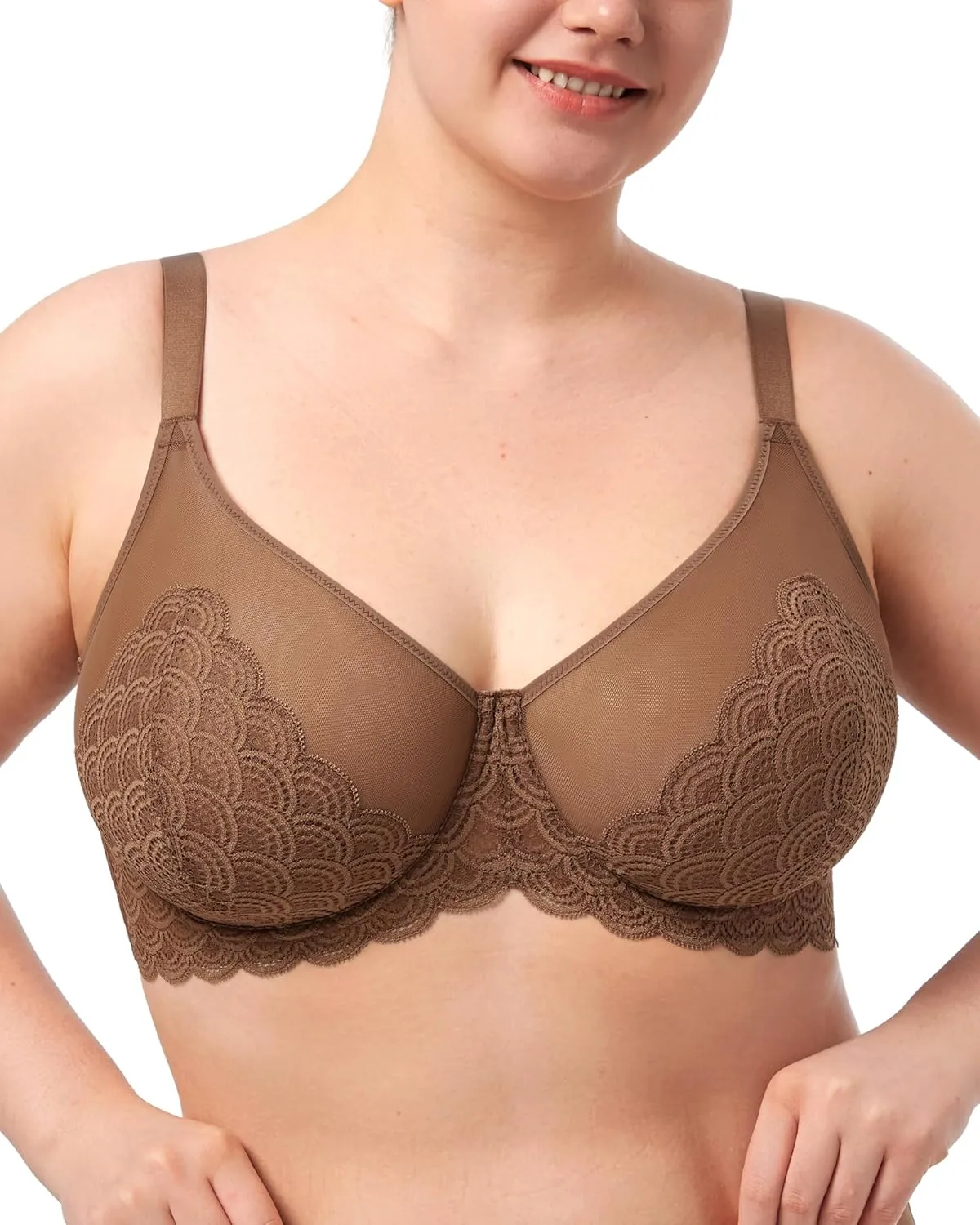 HSIA Minimizer Bras for Women Large Bust Full Coverage Lace Plus Size Bra - Mermaid Scales