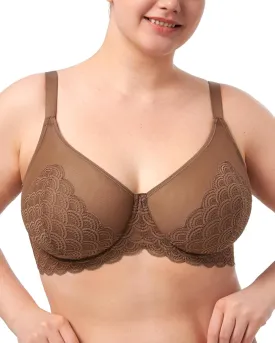 HSIA Minimizer Bras for Women Large Bust Full Coverage Lace Plus Size Bra - Mermaid Scales