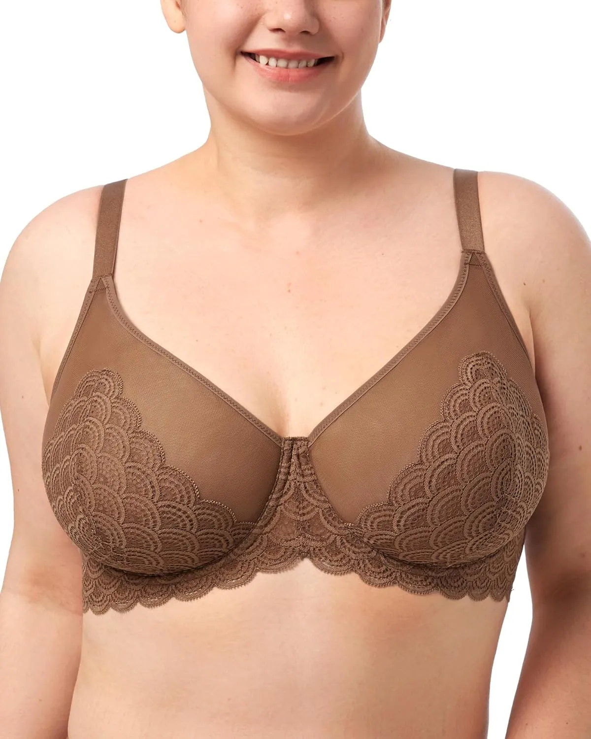 HSIA Minimizer Bras for Women Large Bust Full Coverage Lace Plus Size Bra - Mermaid Scales