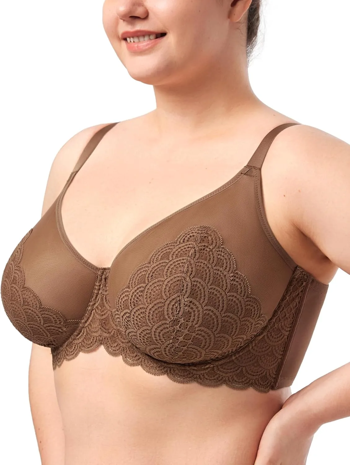 HSIA Minimizer Bras for Women Large Bust Full Coverage Lace Plus Size Bra - Mermaid Scales