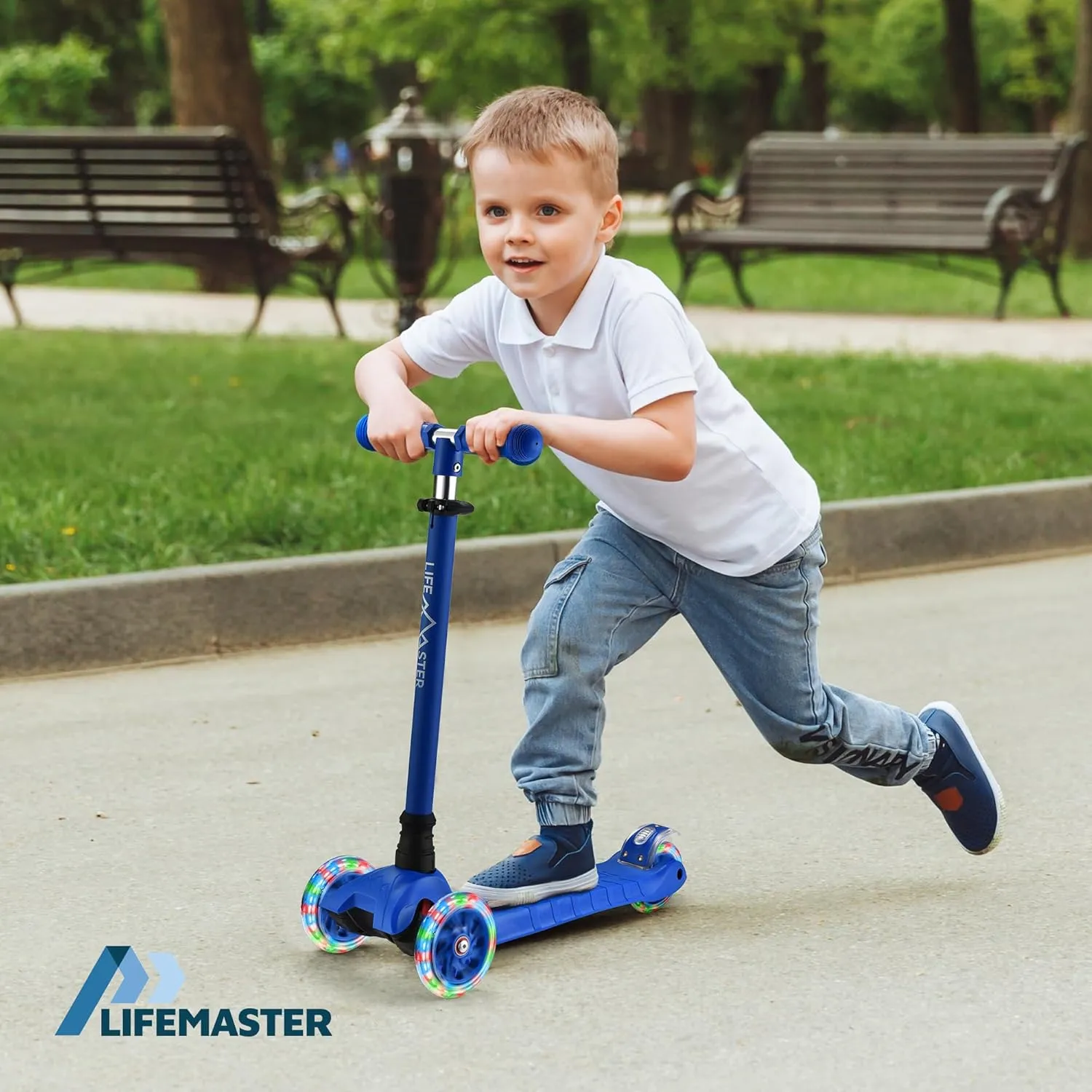 Kids Scooter  Children and Toddler 3 Wheel Kick Scooter  LED Wheel Lights Illuminate When Rolling Adjustable Handlebar  Indoor and Outdoor
