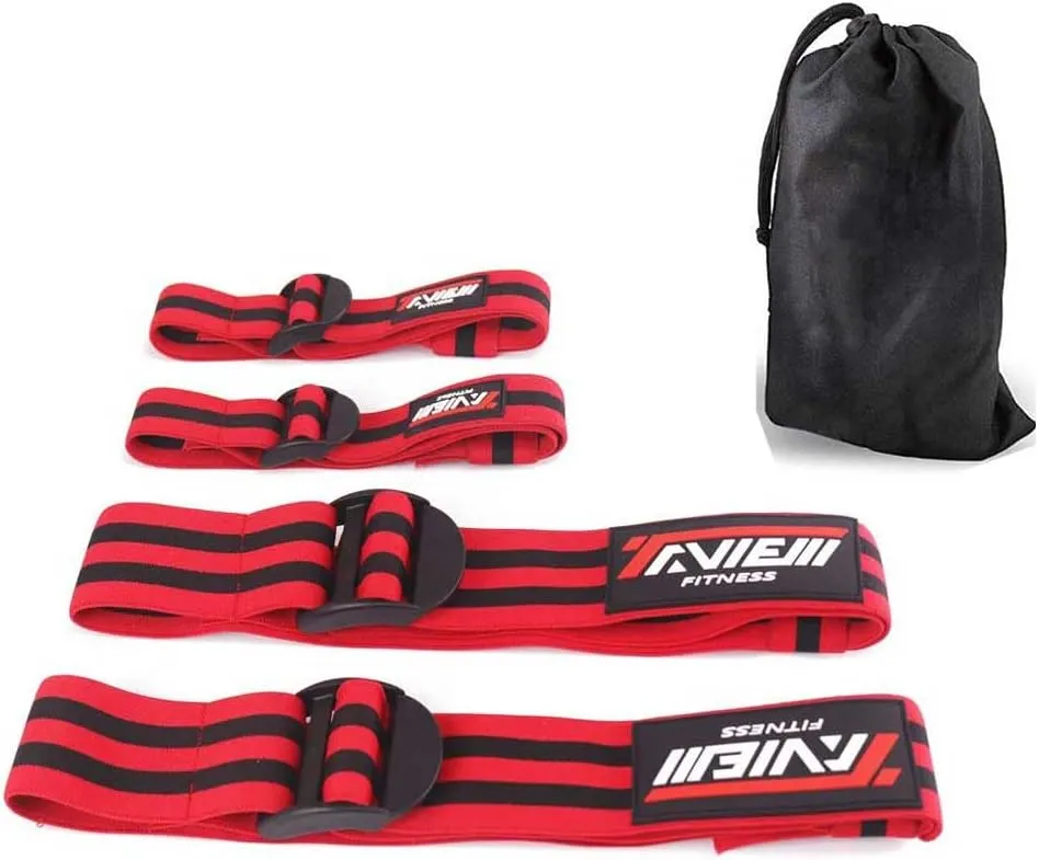 Occlusion Bands,4 Pack (2 Bicep Bands,2 Leg Bands), Comfortable Elastic Bands for Blood Flow Restriction Training and Fast Muscle Growth Without Lifting Heavy Weights