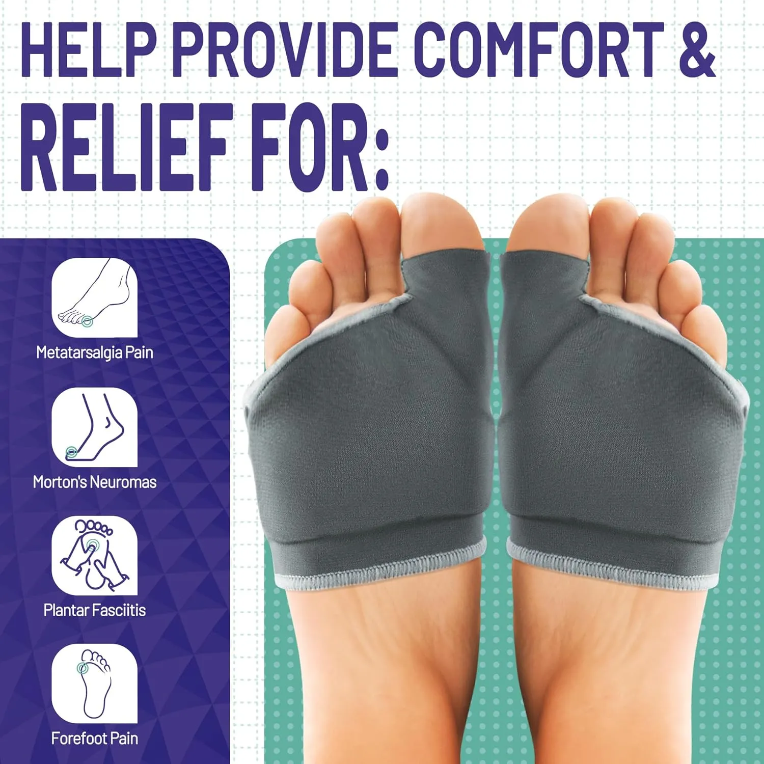 Orthopedic Metatarsal Pads,Ball of Foot Cushion with Gel Pad for Women and Men,Comfortable & Breathable Foot Pads for Ball Pain Relief, Morton's Neuroma, Metatarsalgia Support.