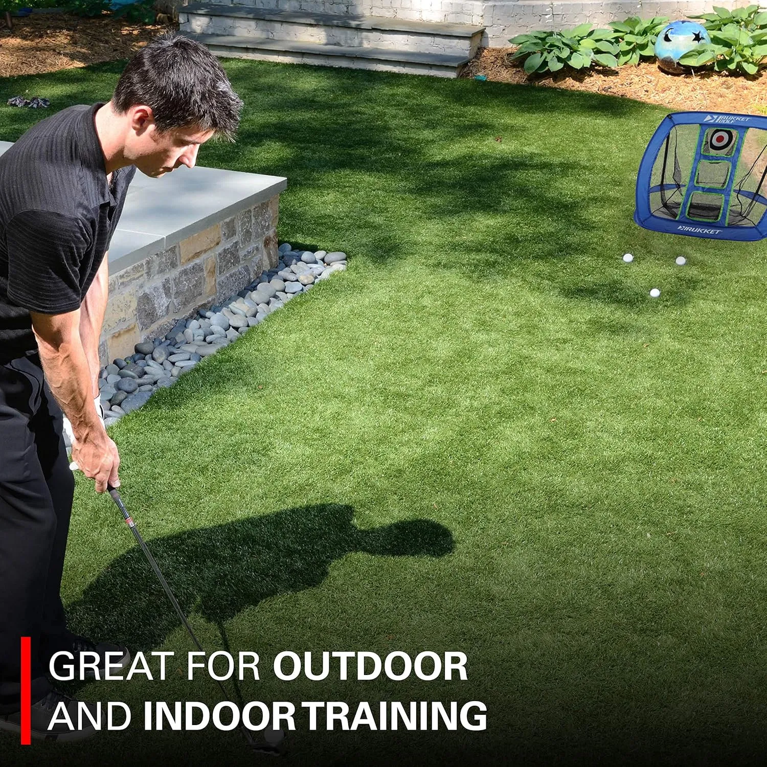 Rukket Sports Pop Up Golf Chipping Net | Choose Standard or Light-Up | Outdoor/Indoor Golfing Target Accessories and Backyard Practice Swing Game | Includes Foam Practice Balls