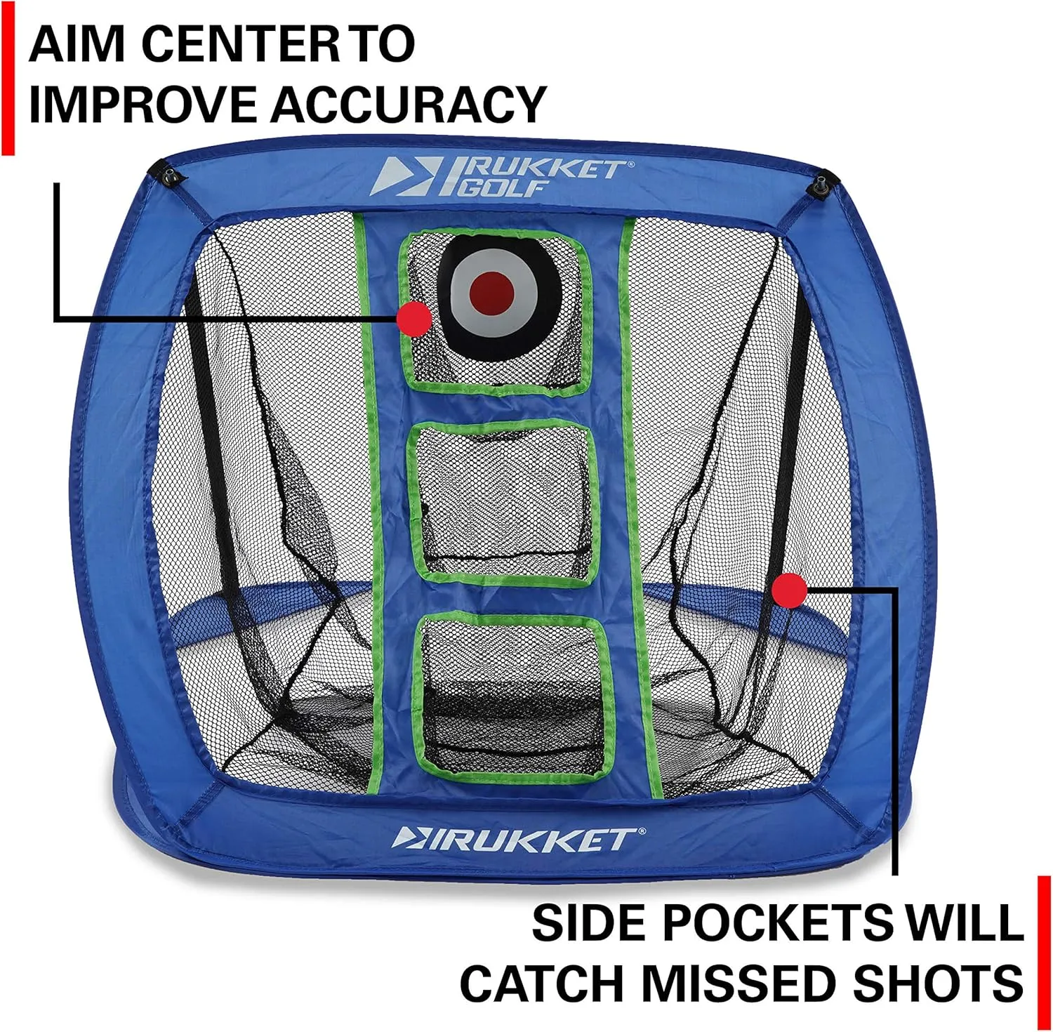 Rukket Sports Pop Up Golf Chipping Net | Choose Standard or Light-Up | Outdoor/Indoor Golfing Target Accessories and Backyard Practice Swing Game | Includes Foam Practice Balls