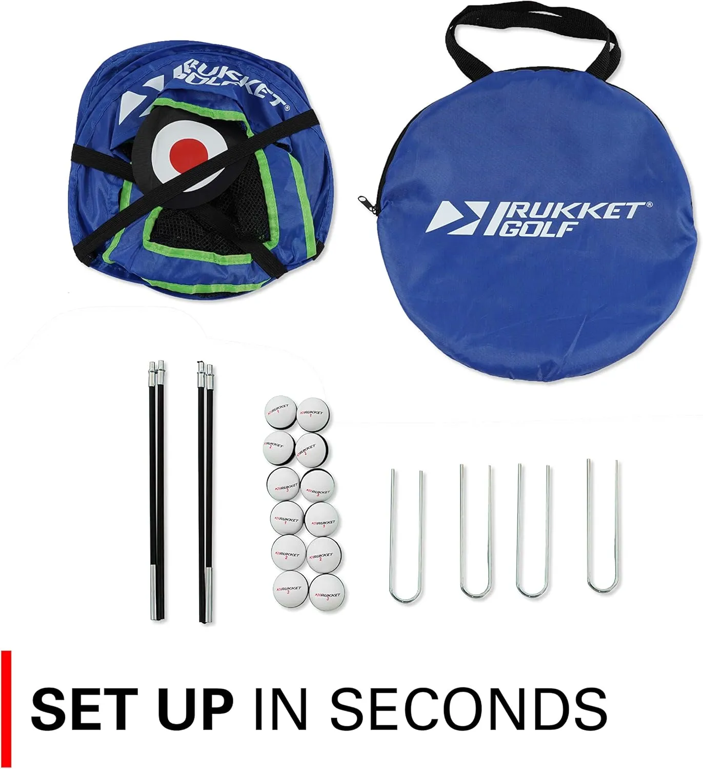 Rukket Sports Pop Up Golf Chipping Net | Choose Standard or Light-Up | Outdoor/Indoor Golfing Target Accessories and Backyard Practice Swing Game | Includes Foam Practice Balls
