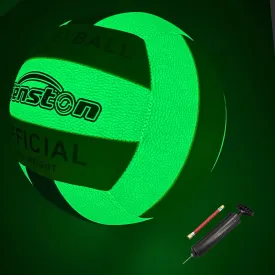 Senston Glow in The Dark Volleyball Size 5 Indoor OutdoorGlowing Leather Night Volleyball with Pump
