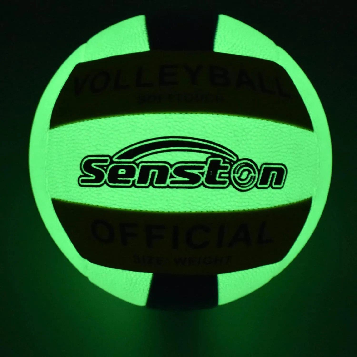 Senston Glow in The Dark Volleyball Size 5 Indoor OutdoorGlowing Leather Night Volleyball with Pump
