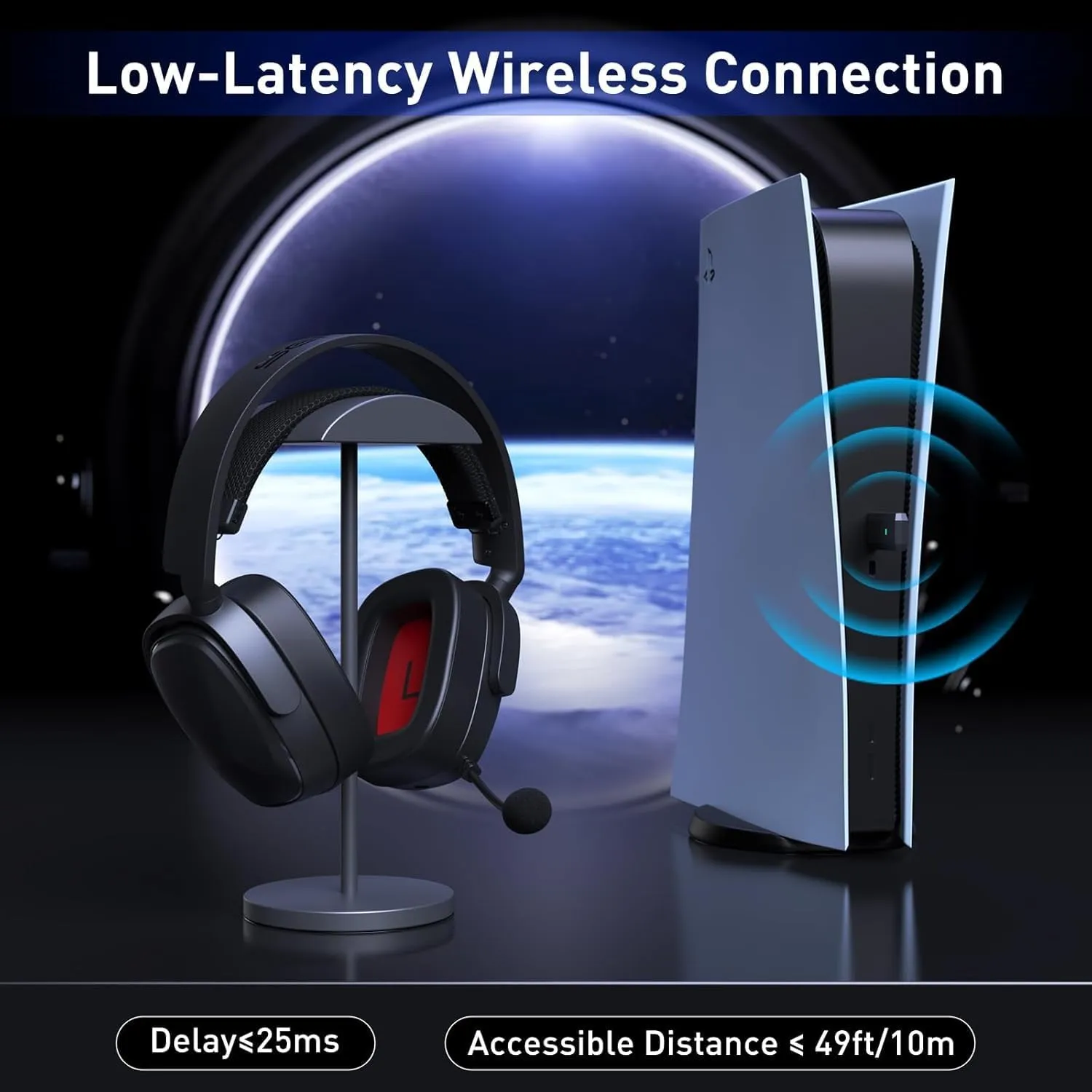 SENZER X100 Wireless Gaming Headset with Mic for PC PS4 PS5 Nintendo Switch Wired for Xbox One, Bluetooth, 40  Hrs Stereo Sound, Comfortable Gaming Headphones, Customized Side Plates
