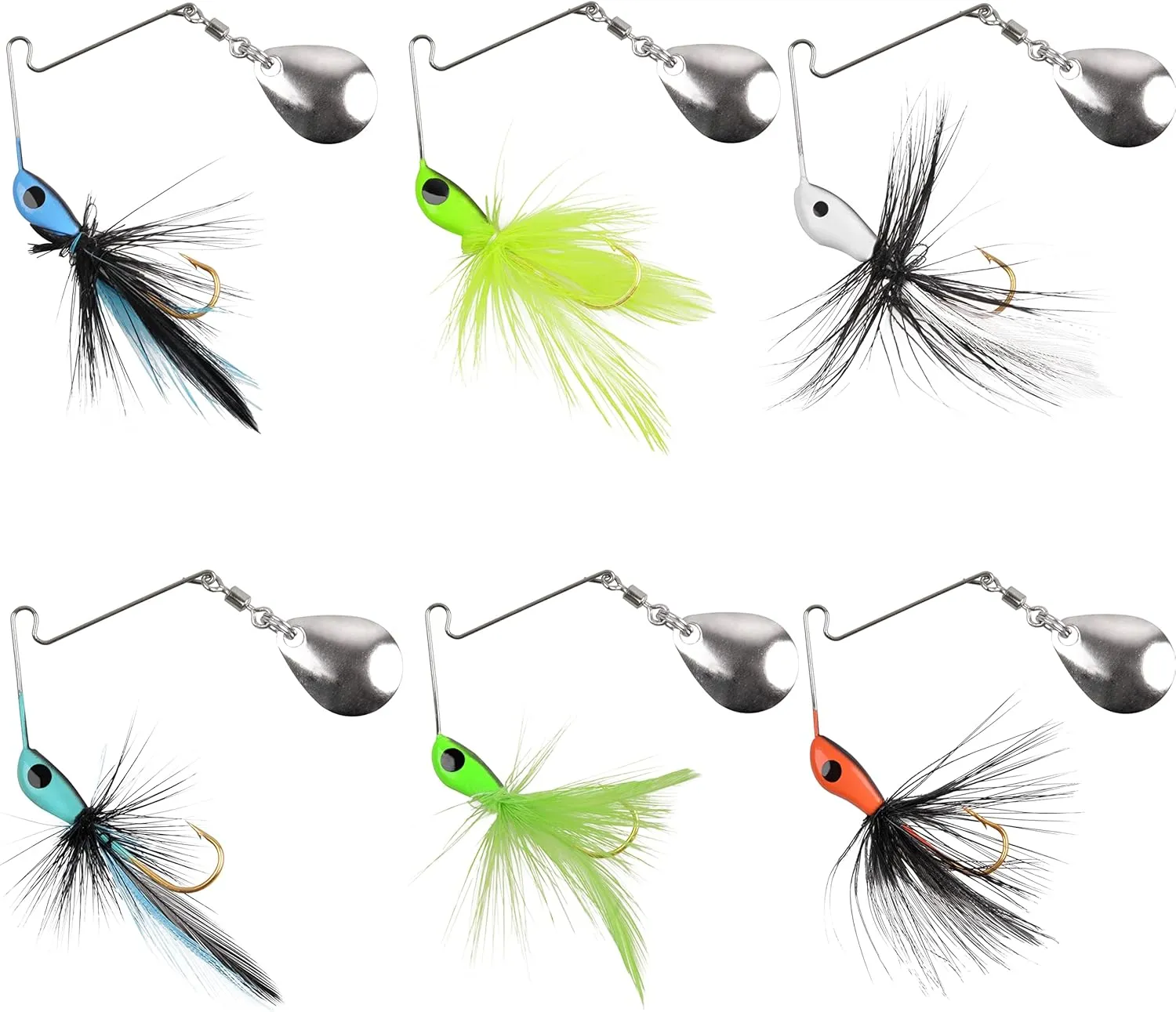 Spinnerbait Bass Fishing Lures Set,Mini Rooster Fishing Spinner Lure Multicolor Hard Metal Spinner Baits Jigs Lure for Bass Trout Pike Bluegill Freshwater Saltwater Fishing
