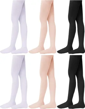 Syhood 6 Pairs Girls Ballet Dance Tights Soft Toddler Footed Ballet Tights for Toddler/Little Kid/Big Kid Practice